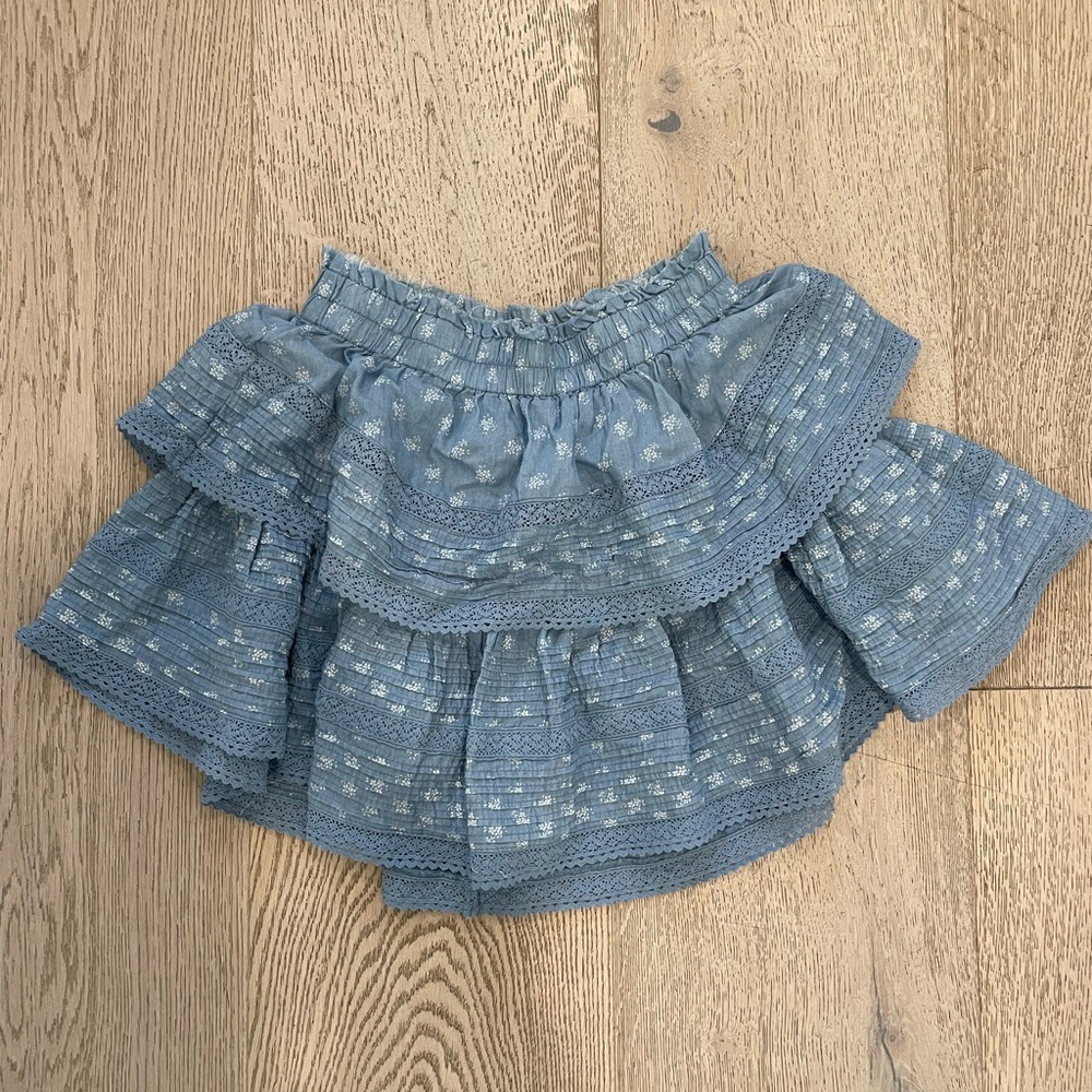 Aerie Rock ‘n’ Ruffle Blue Tiered Mini Skirt Size Small